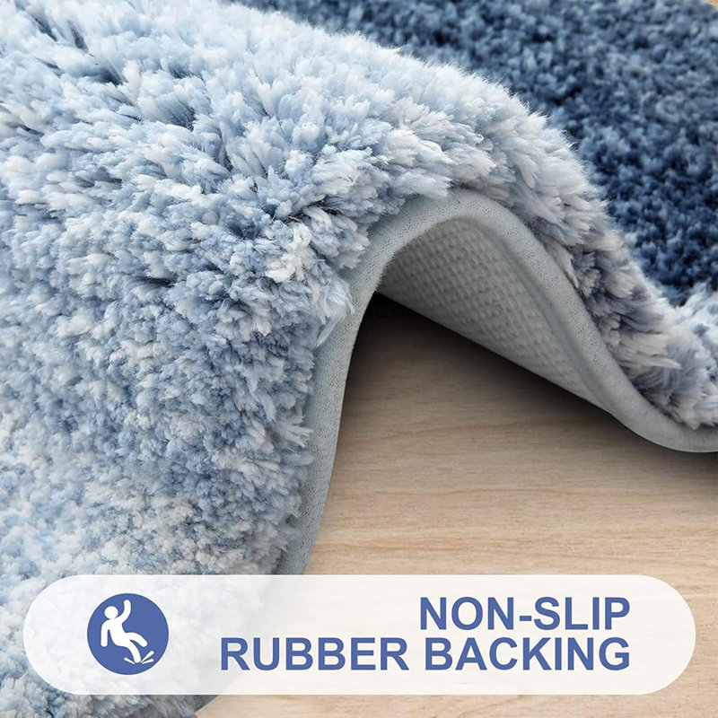 Rosley Microfiber / Microsuede Non-Slip Bath Rug, Navy Blue