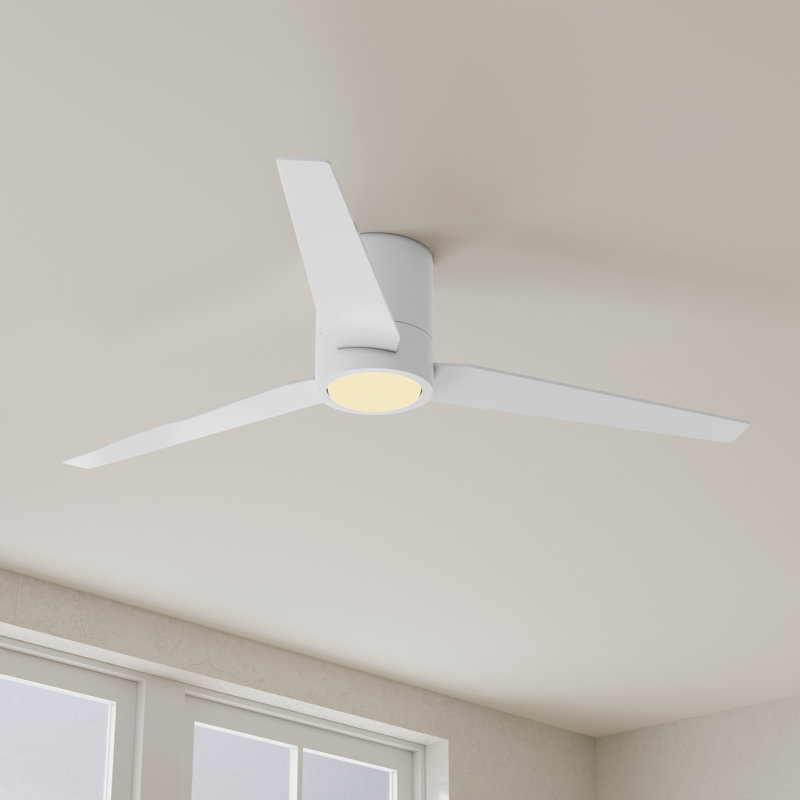56'' Ceiling Fan with LED Lights, Satin White/Brown