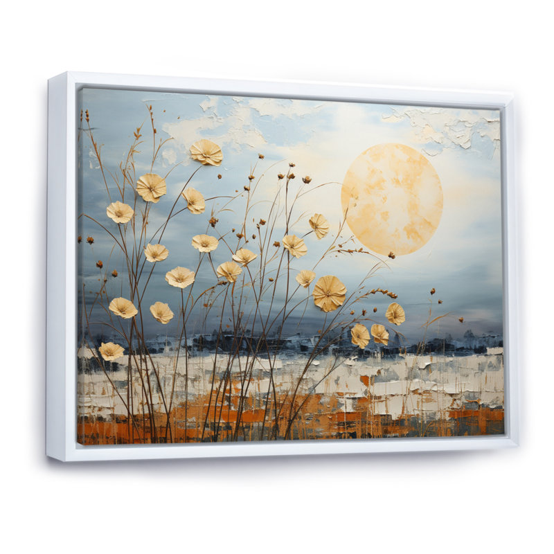 Nuage prairies collages - impression, H 34 po x l 44 po x P 1,5 po, Cadre flottant blanc
