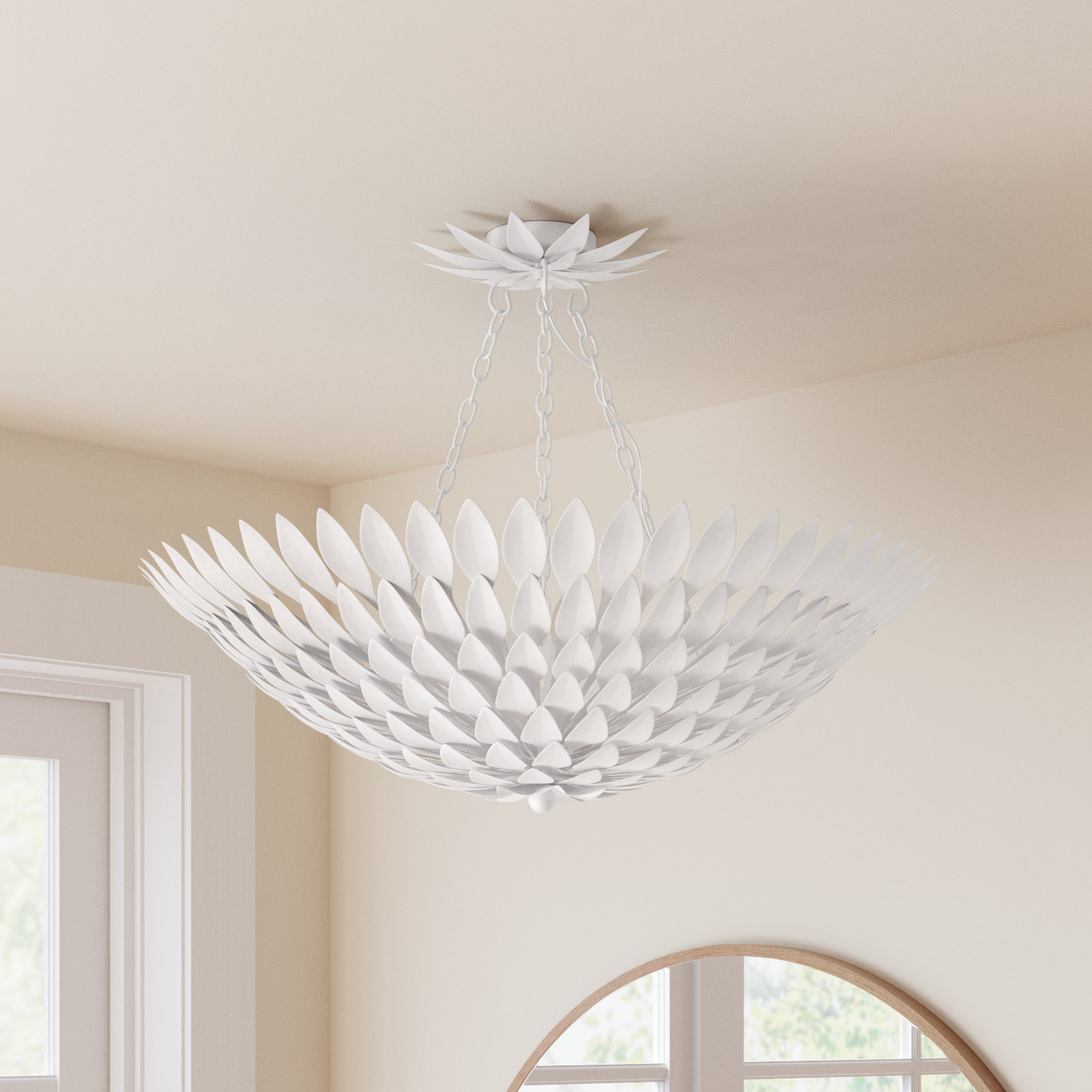 Margo Semi-Flush Mount, 6'H x 24.5"W 24.5"D, Matte White, 6 Lights