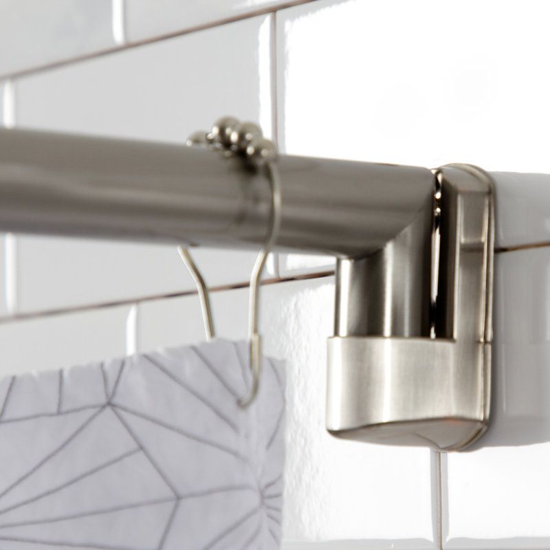 Kingston Brass Edenscape 60-Inch-72-Inch Stainless Steel Adjustable Single Curved Shower Curtain Rod, Brushed Nickel