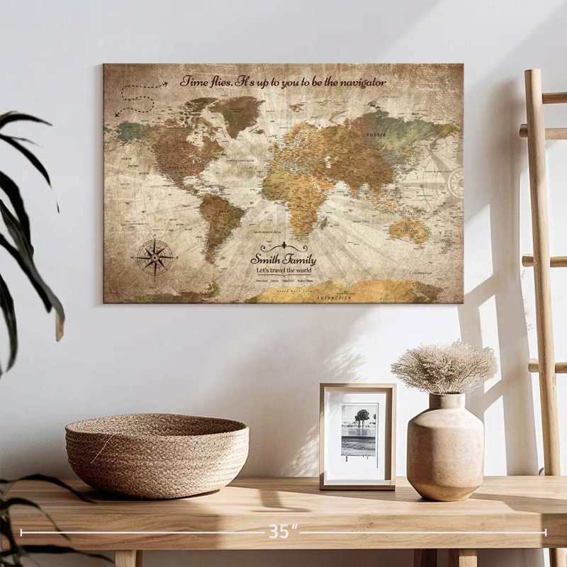 Personnalisé «Be The Navigator I Push Pin World» par Amandalyn, H 16 po x l 24 po, Oui