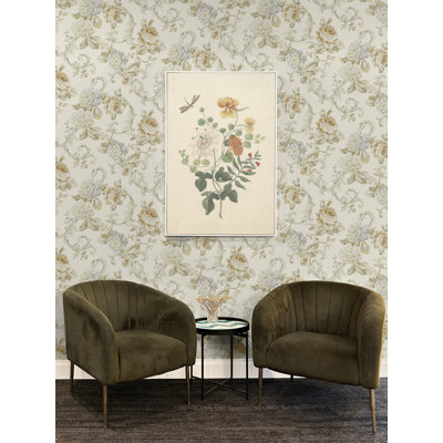 Seabrook Designs Metallic Smoke & Mauve Kaydence Floral Scroll Unpasted Wallpaper