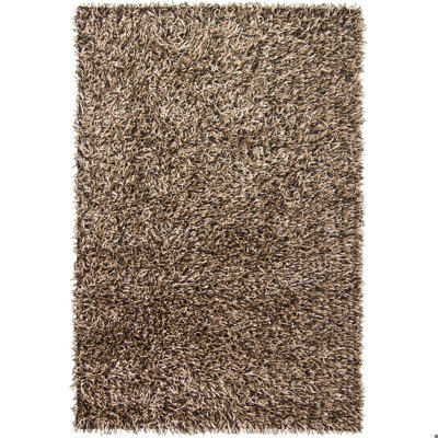 Tapis à poil long authentique et moderne en polyester à motif abstrait tissé et fabriqué à la main Heston