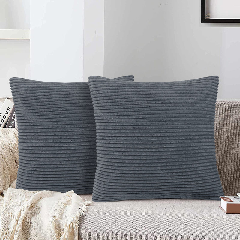 Square Cushion Pad, Grey Corduroy