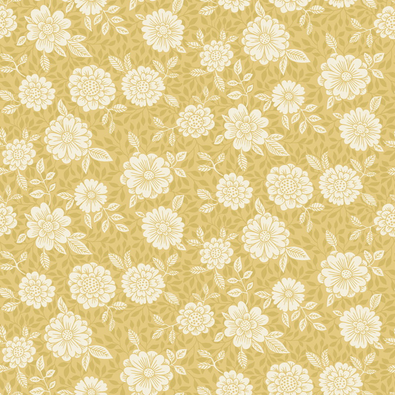 Ingrid Floral Wallpaper Roll, Mustard
