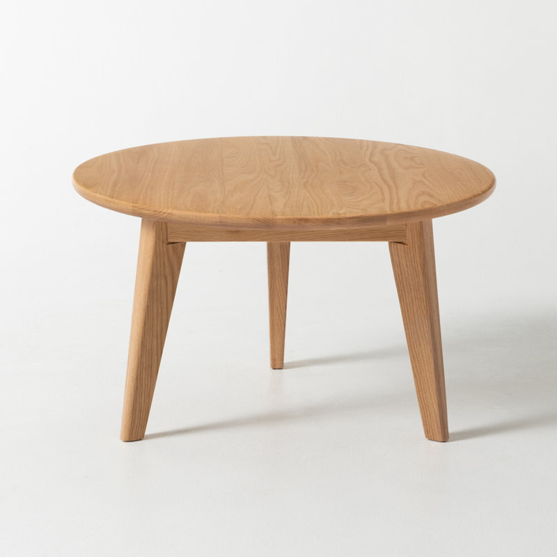 Table basse ronde moderne en chêne massif de 23,6 po Fjord, Table d'appoint l 23,6 po, Chêne, 1