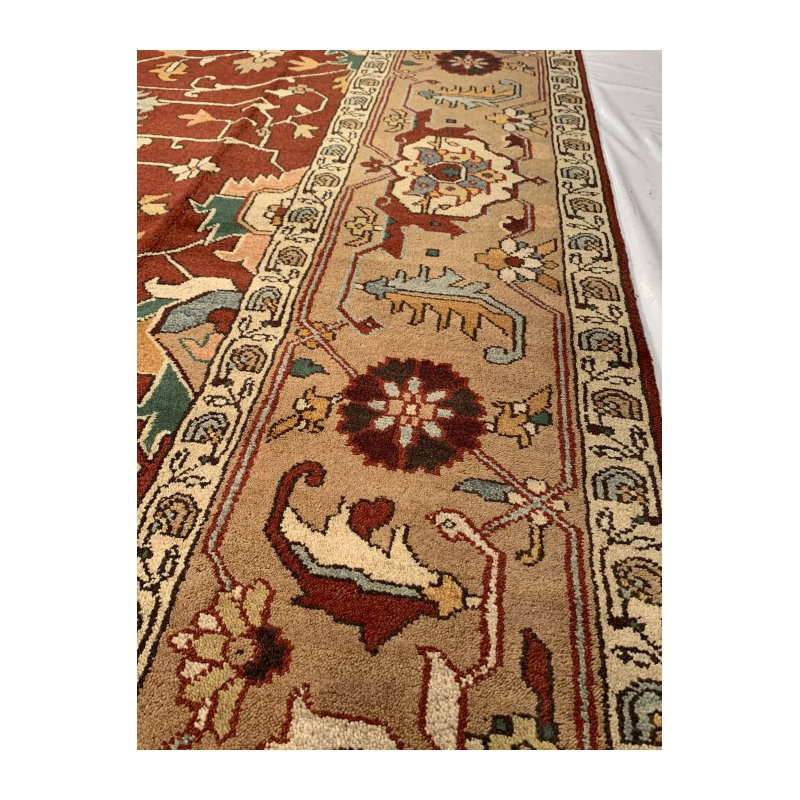 Wool Oriental Area Rug in Red/Beige