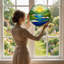 Panneau de vitrail 12 "H Sunrise Landscape-1403135084