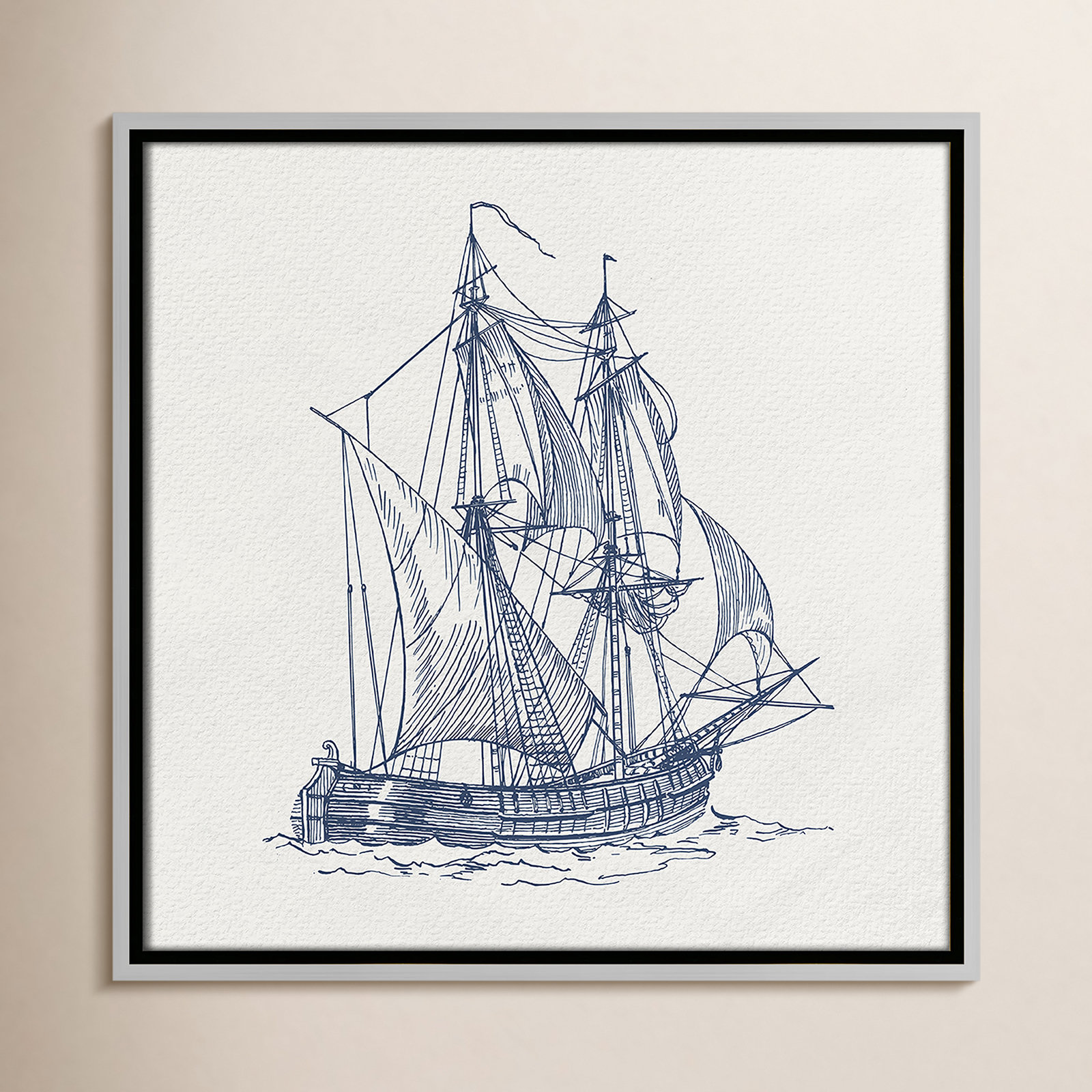 Into the Sea I Print by Kimberly Allen, Silver, 17.5" H x 17.5" W