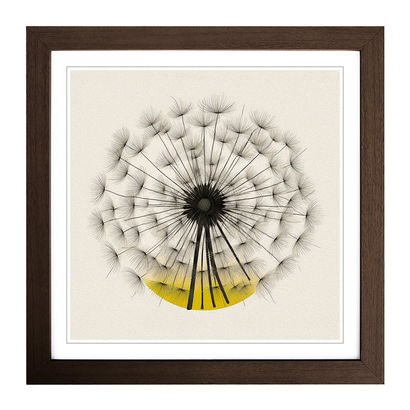 Dandelion Bauhaus No.3 - Single Picture Frame Print on Wood, Walnut