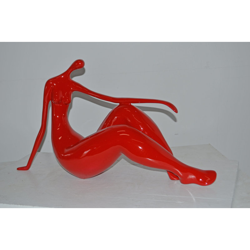 Women on the Beach Resin Statue - Amana Contemporary Modern Art Design for Home, 28"L x 8"W x 16"H, Red