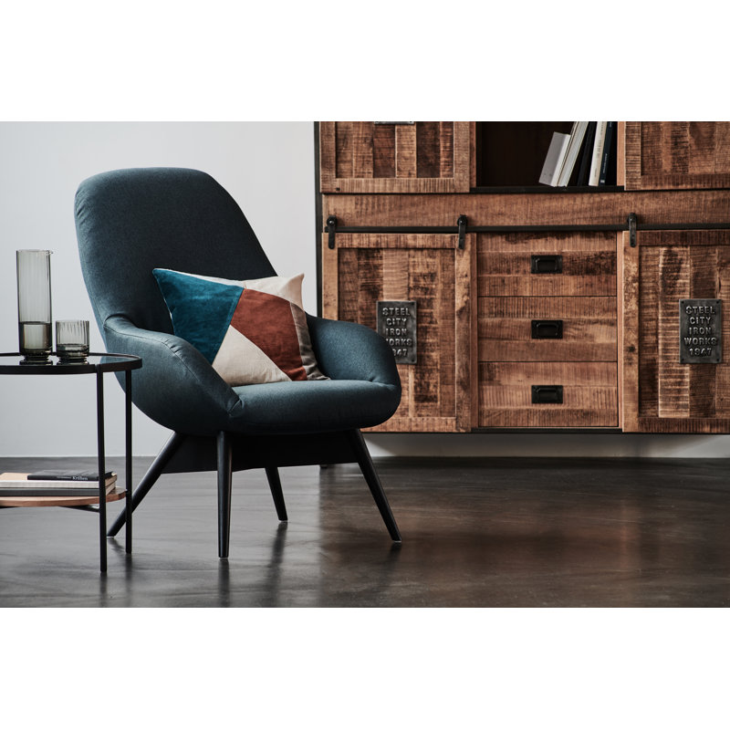 Geometric Square Throw Cushion, Petrol Blue
