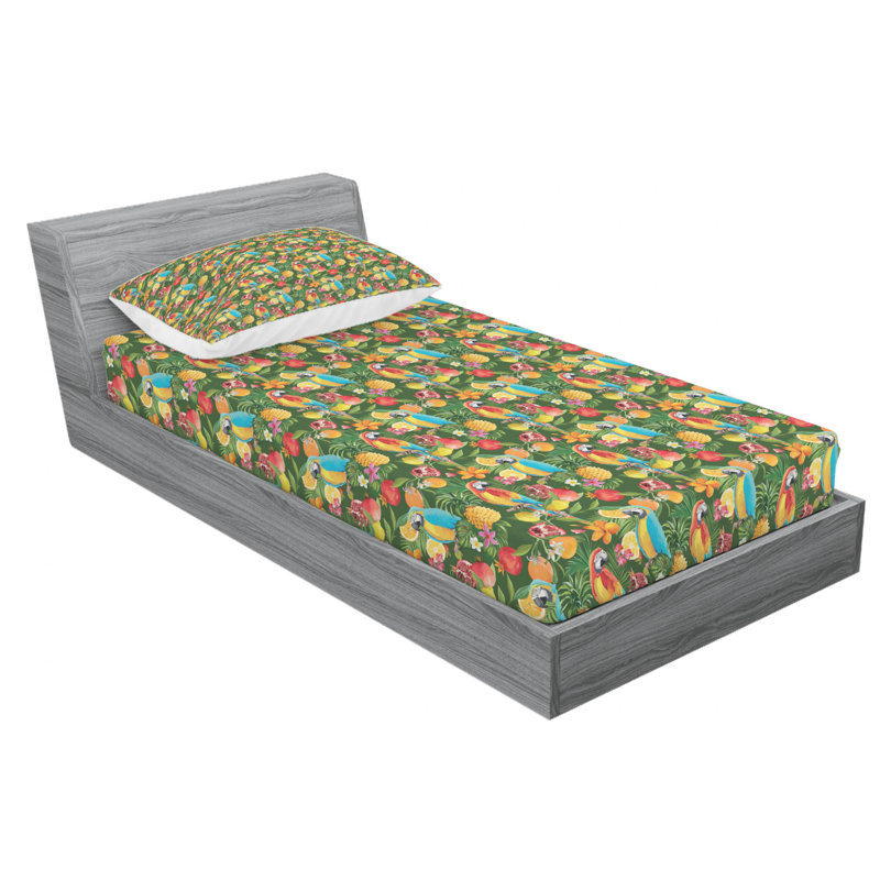 Microfiber Floral Sheet Set, Twin XL Sheet Set with Fitted Sheet
