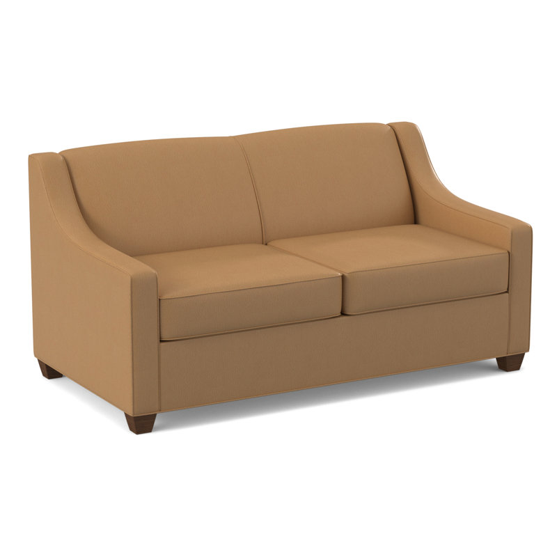 Phillips 68" Square Arm Loveseat with Reversible Cushions, Dillon Luggage, Montana Walnut