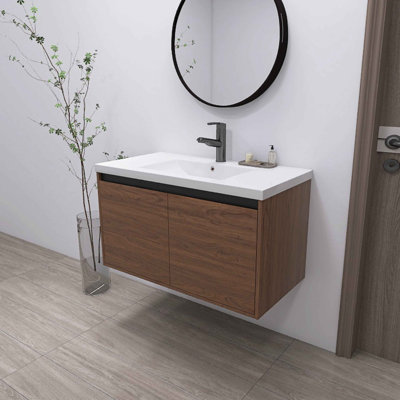 Meuble-lavabo simple 36 po avec plateau en résine Mahe