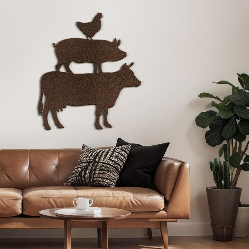 Décoration murale en métal, H 24 po x l 24 po x P 0,05 po, Bronze