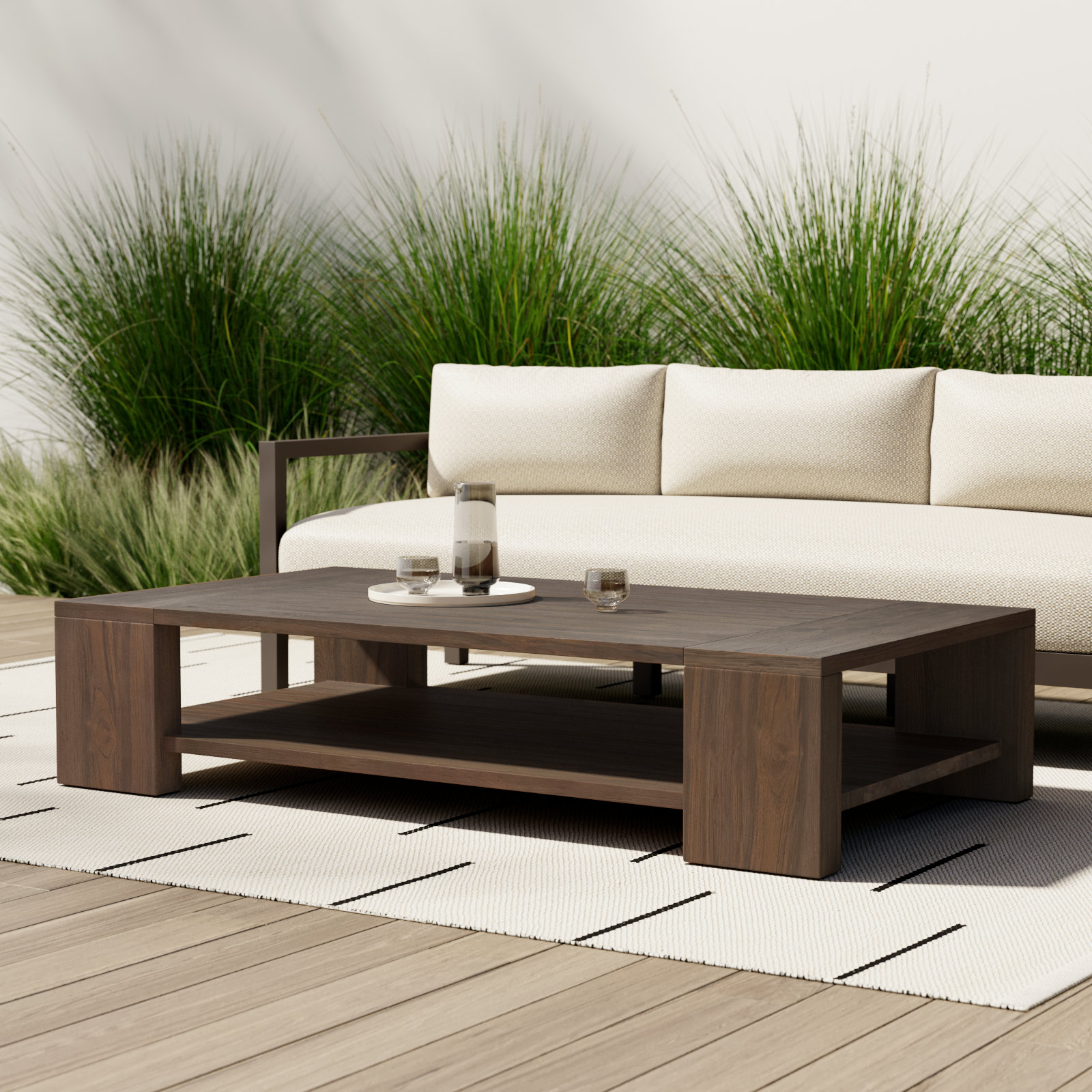 Roca Outdoor Metal Coffee Table-Bronze