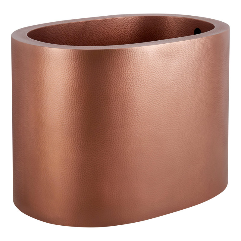 Raksha 48" Copper Soaking Freestanding Tub with Included Overflow Drain and Foam Insulation, Brushed Nickel