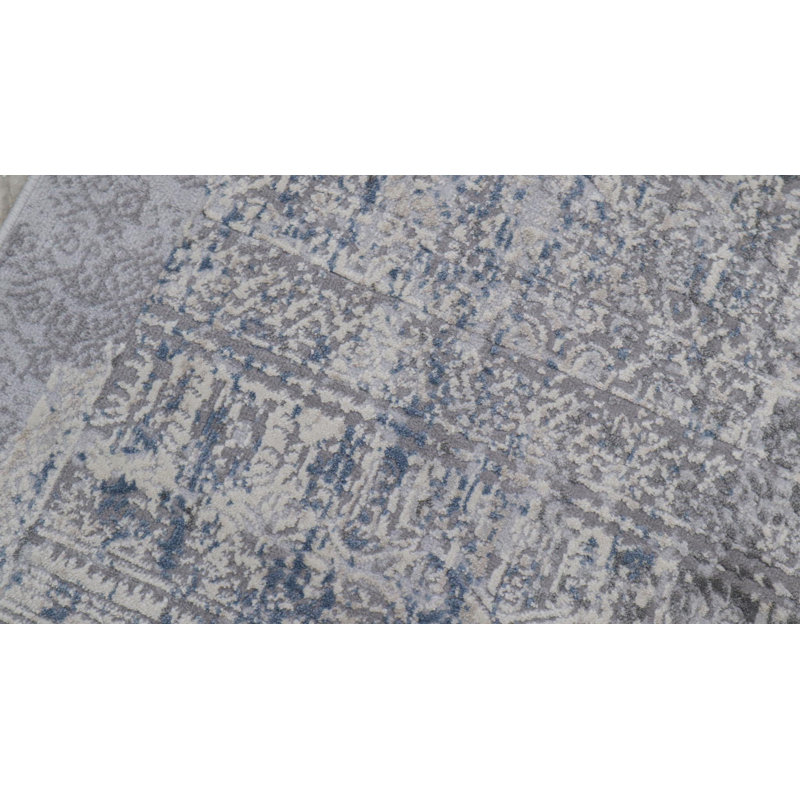 Tapis gris Yass Southwestern, Tapis de couloir 2 pi 7 po x 9 pi 10 po