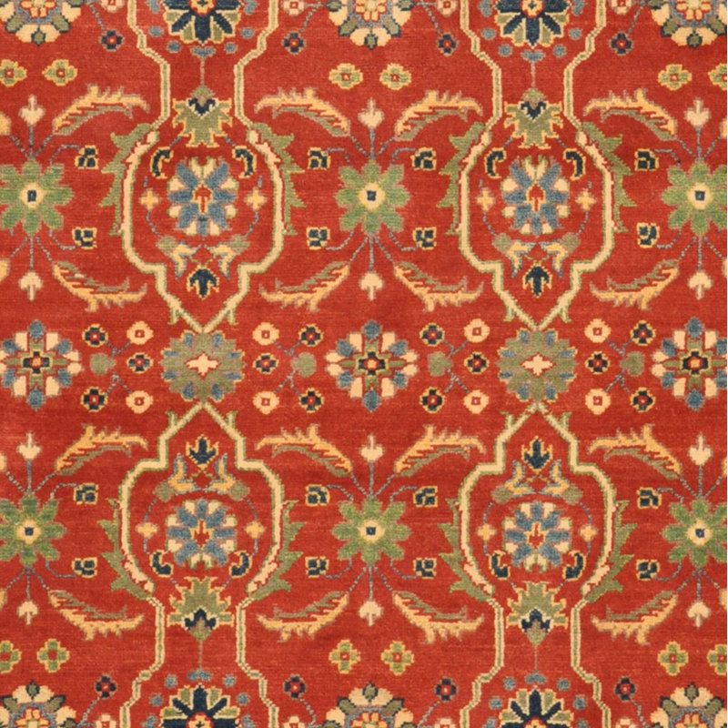 Tapis unique en laine noué à la main style Kazak rouge de 5 pi 2 po x 7 pi 2 po Lugina