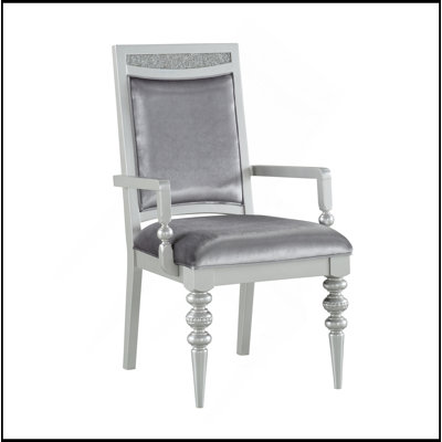 Ensemble de 2 fauteuils rembourrés gris et platine