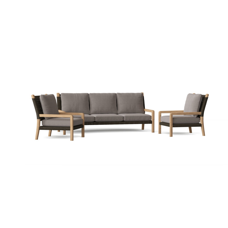 Hudson Outdoor 3 - Piece Conversation Set, Ash, Hudson Charcoal Lace