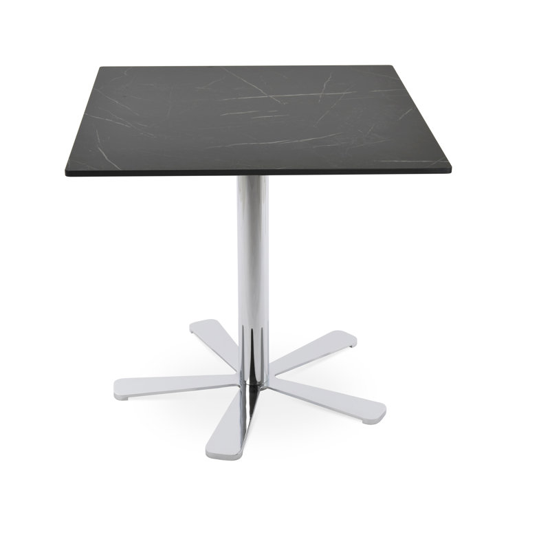 Table carrée compacte en stratifié Daisy, Chrome