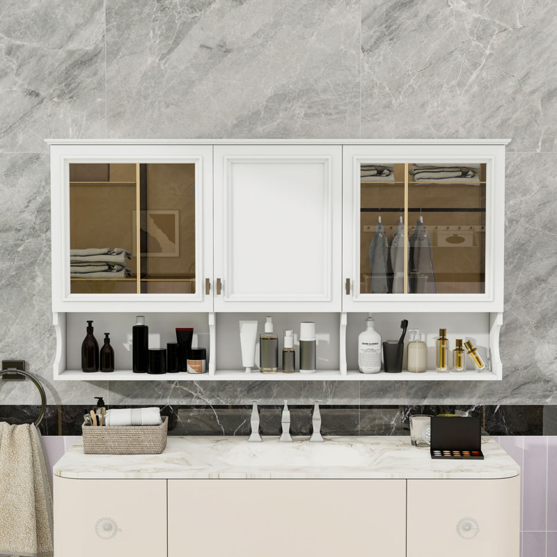 Armoire à miroir sophistiquée avec tablette réglable et charnières à fermeture douce