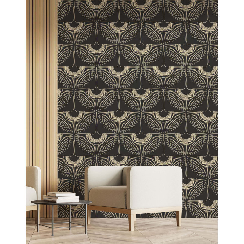 Kegan 7m x 75cm Matte Crane Bird Wallpaper Roll, Black