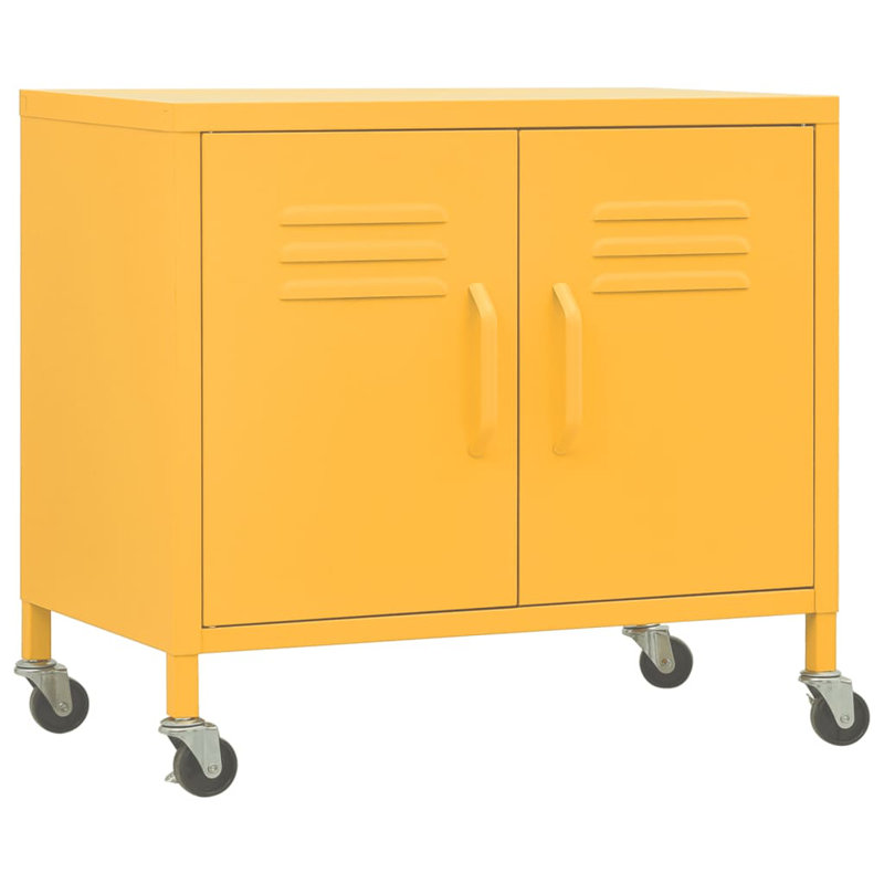 Storage Cabinet Freestanding File Cabinet with Shelves for Office Steel, Mustard Yellow