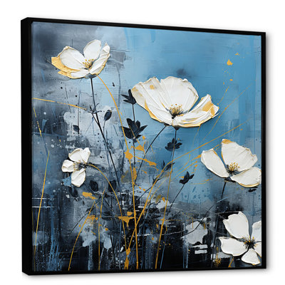 Minimalisme blanc sur fond blanc et bleu sur toile