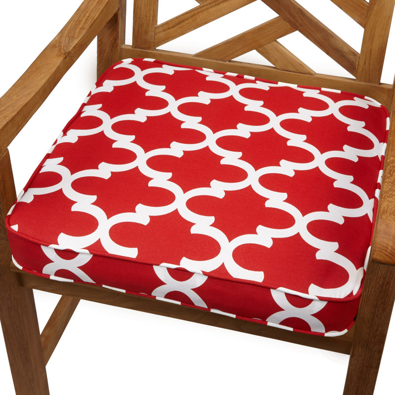 Shivers Outdoor 3'' Dining Chair Seat Cushion, 19" W x 19" D, Scalloped Red
