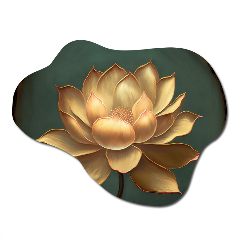 «Blossoming White Vintage Lotus» - art mural asymétrique en forme de nuage floral, H 27 po x l 35 po