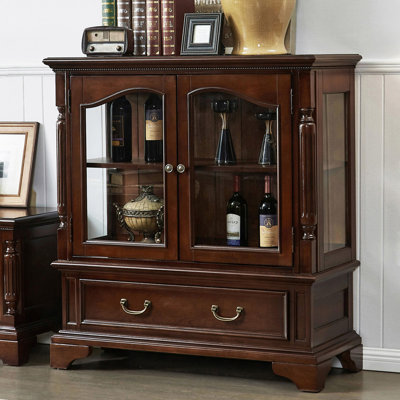 Nut-brown Solid + Manufactured Wood+Glass Sideboard