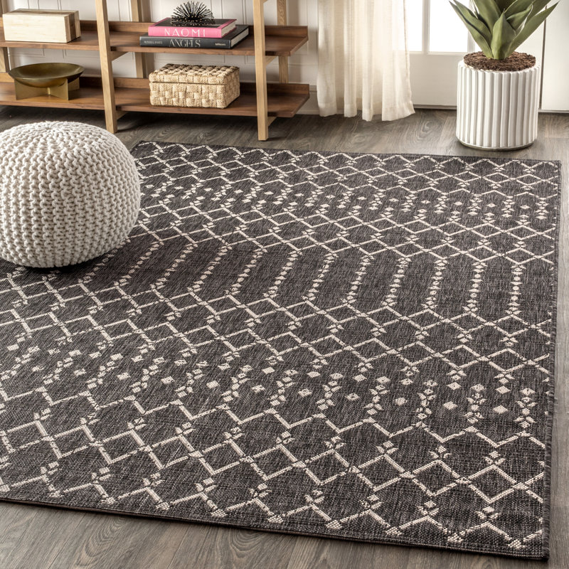 Tapis d'intérieur / extérieur Crompton, Noir/gris, Rectangle 10 pi x 14 pi