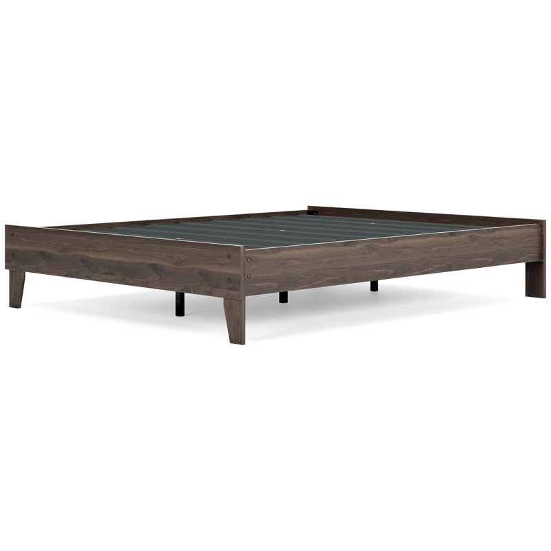Lit plateforme Calverson, Grand lit, Marron foncé