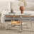 Retro Minimalist Style Metal Frame Double-Layer Tempered Glass Coffee Table Only The Table, No Chairs.-1619978010