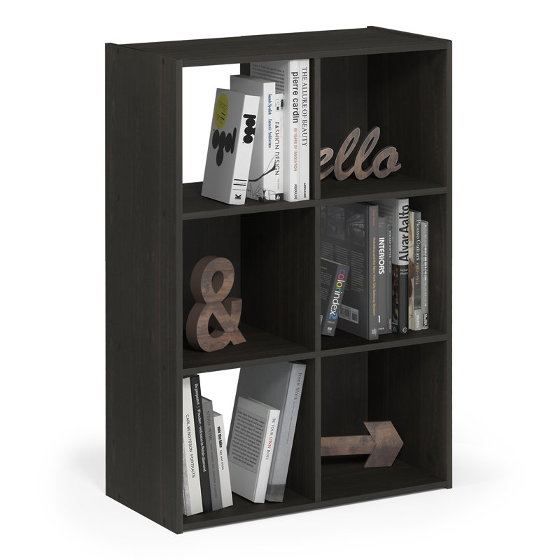 Anzalone Cube Bookcase, Espresso, (6 Shelves) 35.94" H x 24.02" W x 11.61" D