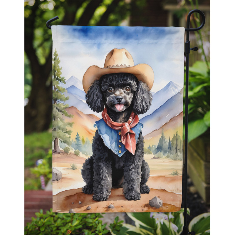 Drapeau Cowboy Welcome Garden, Bleu / rouge caniche noir