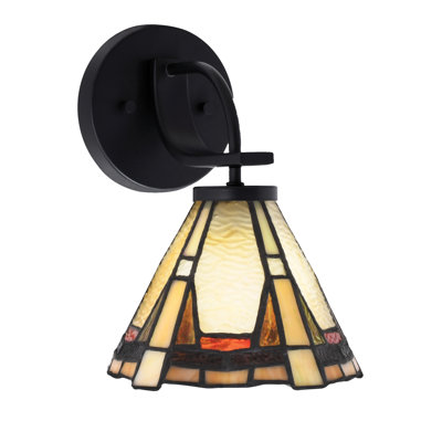 Applique murale Cavella au fini noir mat avec verre Zion 7 po
