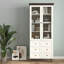 Armoire de rangement blanche en panneau de fibres à densité moyenne blanche, grands armoires de cuisine avec portes en verre et tablettes réglables, armoire de rangement autoportante pour la cuisine, le salon