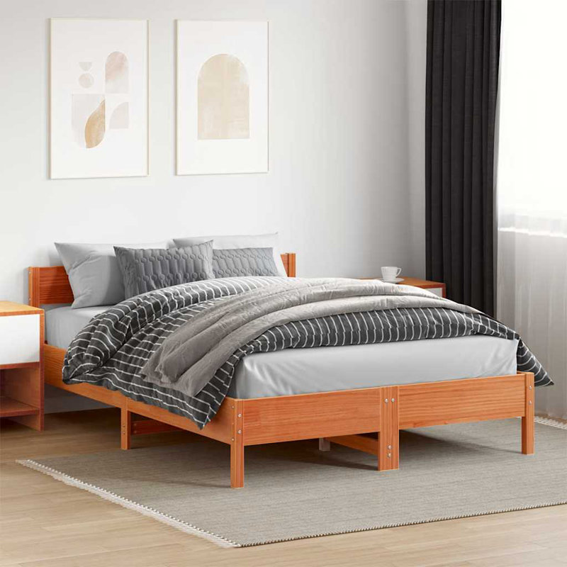 Anthoine Solid Wood Bed, White, European Double (140 x 200cm)