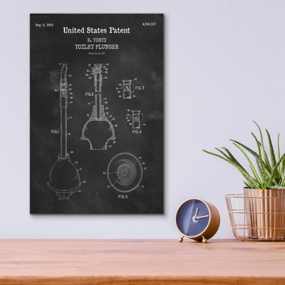 «Toilettes, piston, brevet, tableau noir», art mural en verre acrylique