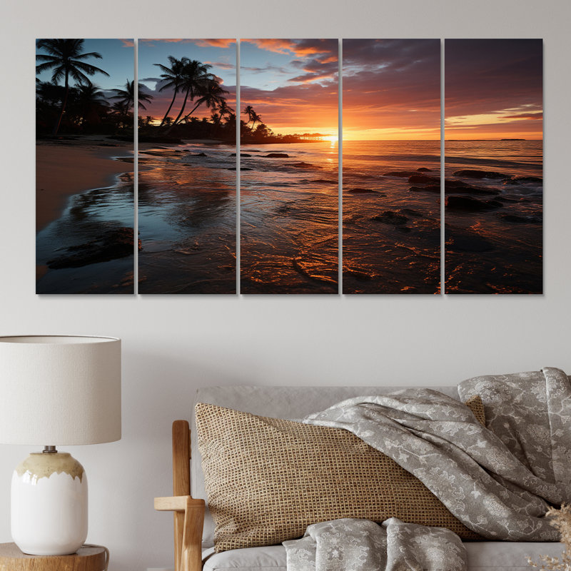 Dominicain Sunrise Over The - Nautique et plage, ensemble de reproduction d'art en métal