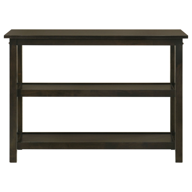 Console profonde en bois de merlot, 2 tablettes de rangement ouvertes, table d'appoint classique pour le couloir du salon