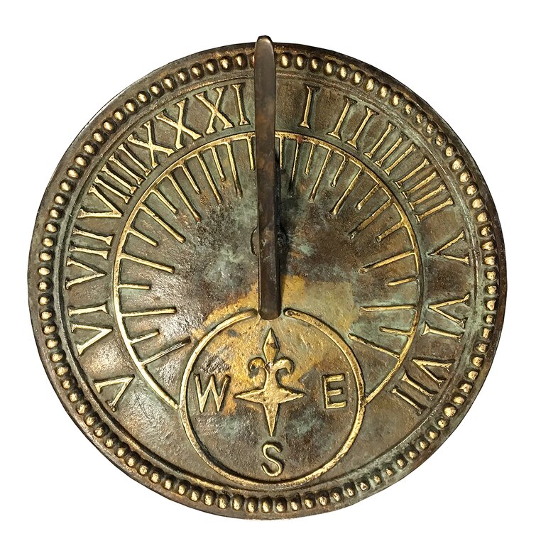 Alcott Hill® Navasota Sundial Verdigris Solid Brass Garden Clock