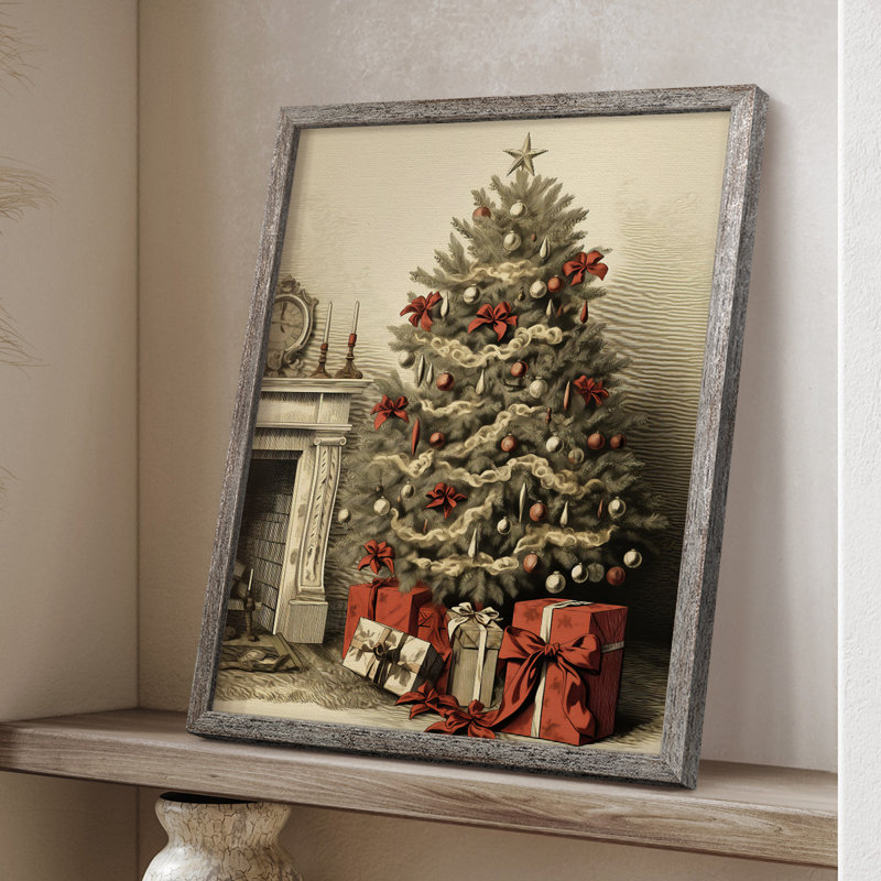 «Christmas Holiday Art CDXCV», reproduction d'art encadrée - bois massif, H 21 po x l 17 po