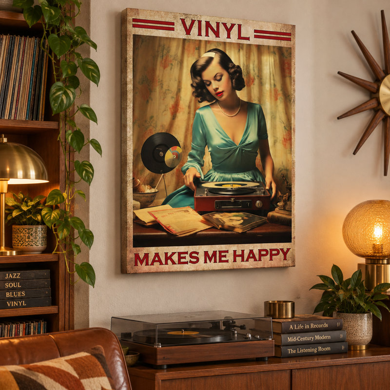 Vinyle Makes Me Happy, L 8 po x H 10 po