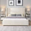 Elegant White Fabric Upholstered Bed with Tall Headboard-1799208271